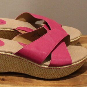 Hot Pink Wedge Platform Sandals - Sz 9